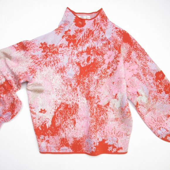 Anthropologie The Beatriz Mock-Neck Sweater: Lurex Edition Orange Small - Picture 4 of 10